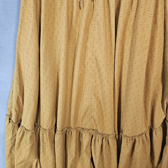 Old Navy Womens Plus 2X Milk Maid Gold Maxi Dress Vneck Peasant Teir Ruffles - Picture 3 of 11
